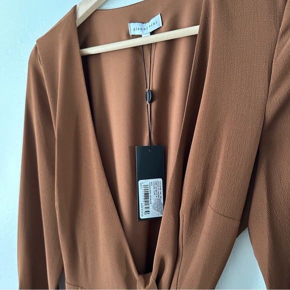 Long Sleeve V-Neck Mini Wrap Dress - Picture 9 of 9